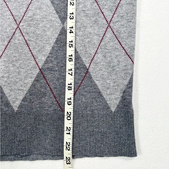 TAHARI Women’s Argyle Academia Grey/Pink Crewneck Sweater Size‎ Extra Small - Picture 12 of 13